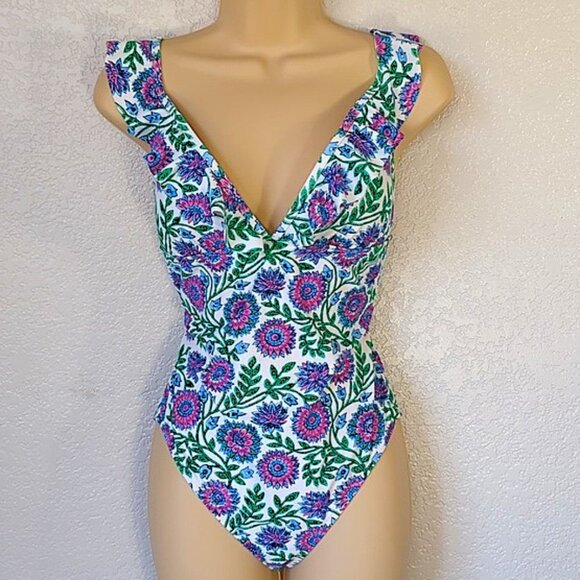 J. Crew Factory Other - J.Crew Factory One Piece Size M Floral Ruffle-Shoulder V-neck Fully Lined